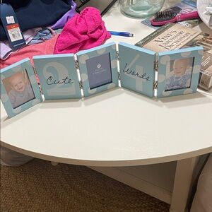 Boys picture frame, Blue Polka Dot Photo Frame Set